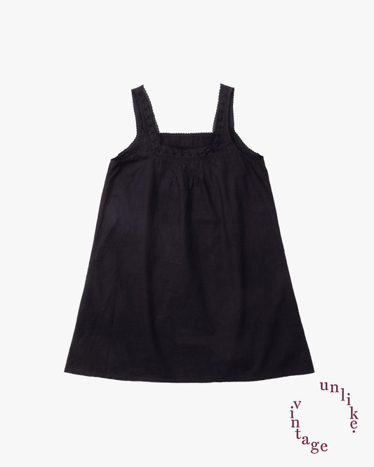 French Antique Cotton Dress #1 / Black Dyed