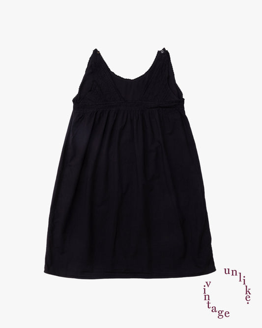 French Antique Cotton Lacy Dress #7 / Black Dyed