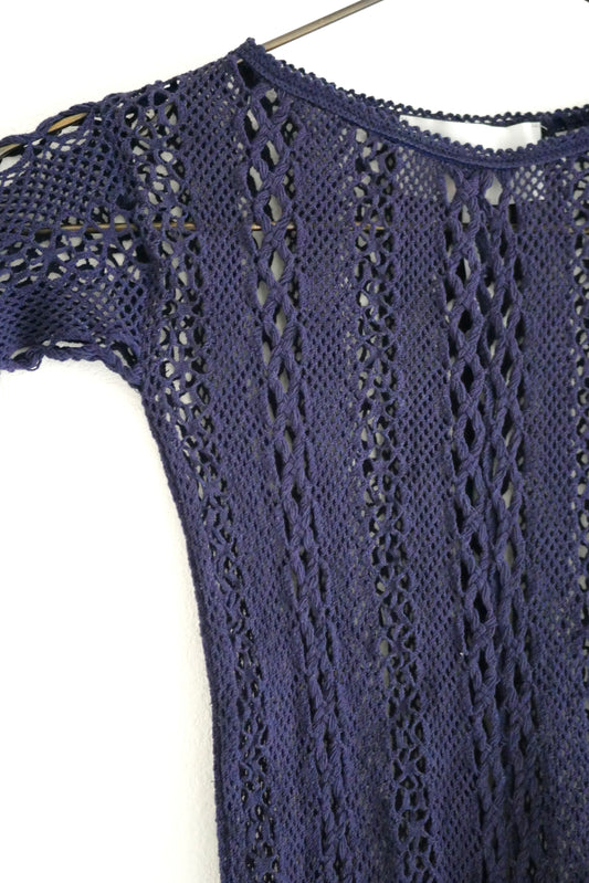 Stretch lace long sleeve (navy)