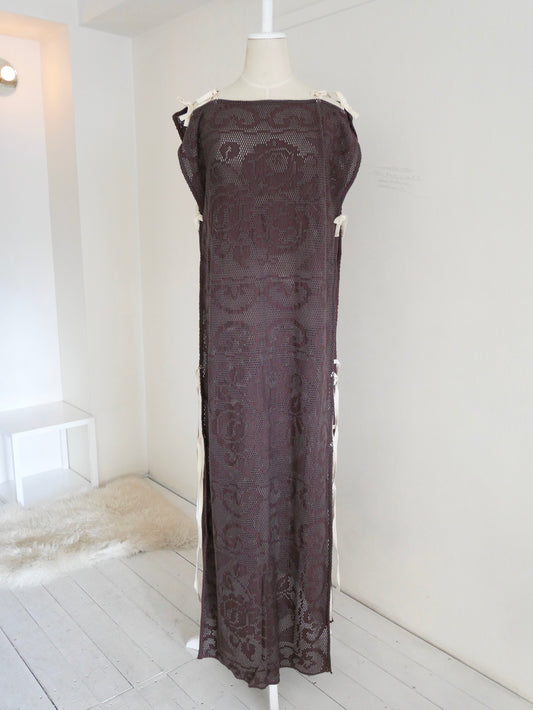 mesh flower dress (brown)