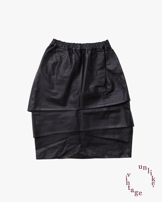 Leather Ruffle Skirt #3 / Black