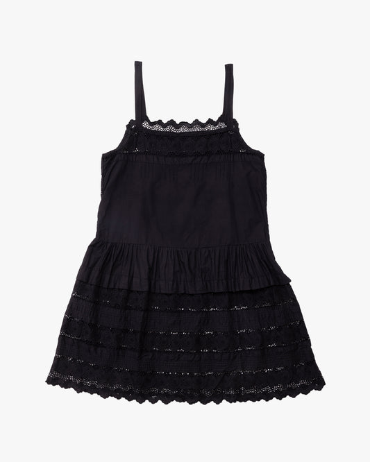 French Antique Cotton Lacy Dress #2 / Black Dyed