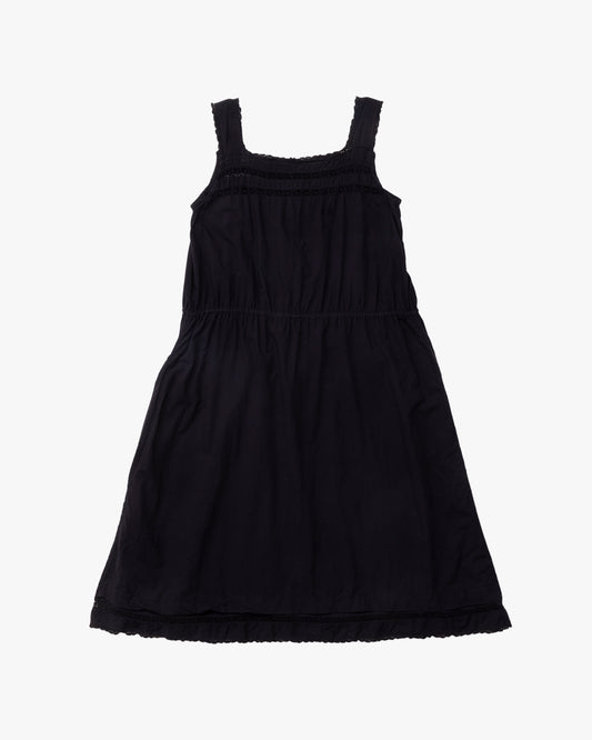French Antique Cotton Lacy Dress #3 / Black Dyed
