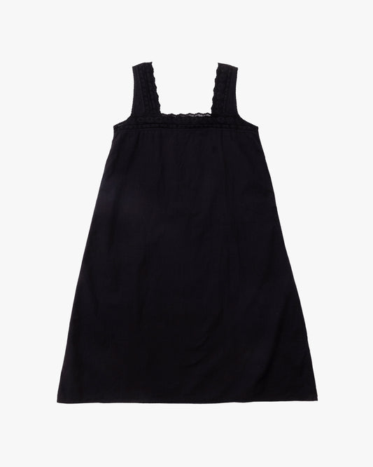 French Antique Cotton Lacy Dress #6 / Black Dyed