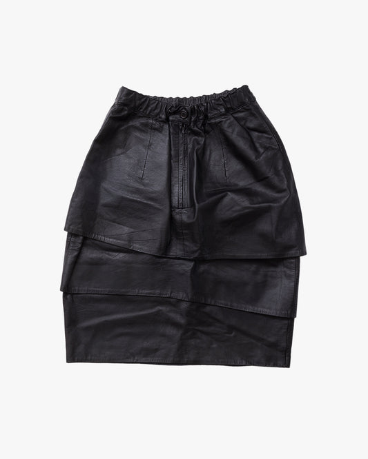 Leather Ruffle Skirt #3 / Black