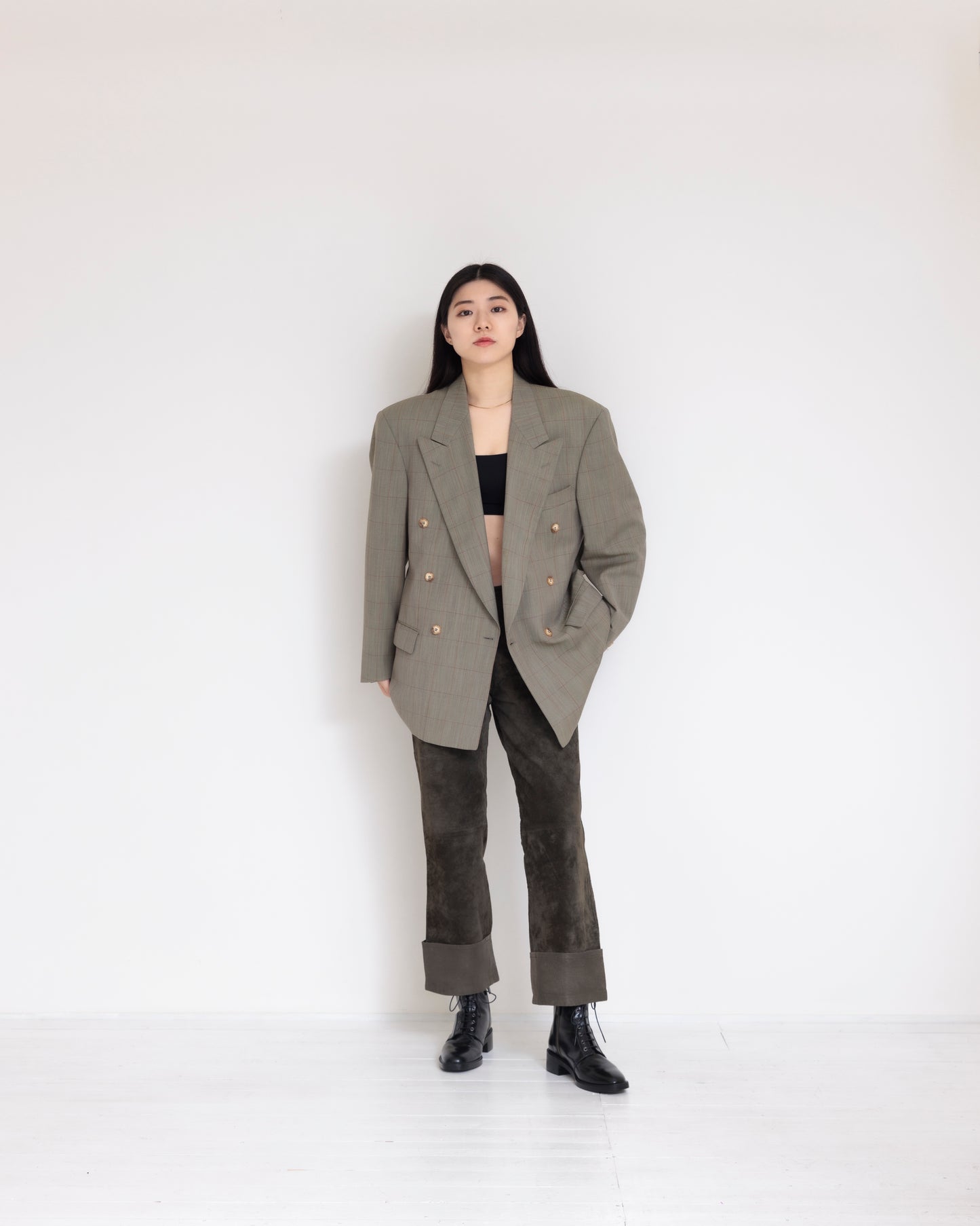 Back Skin Leather Trousers (Khaki)
