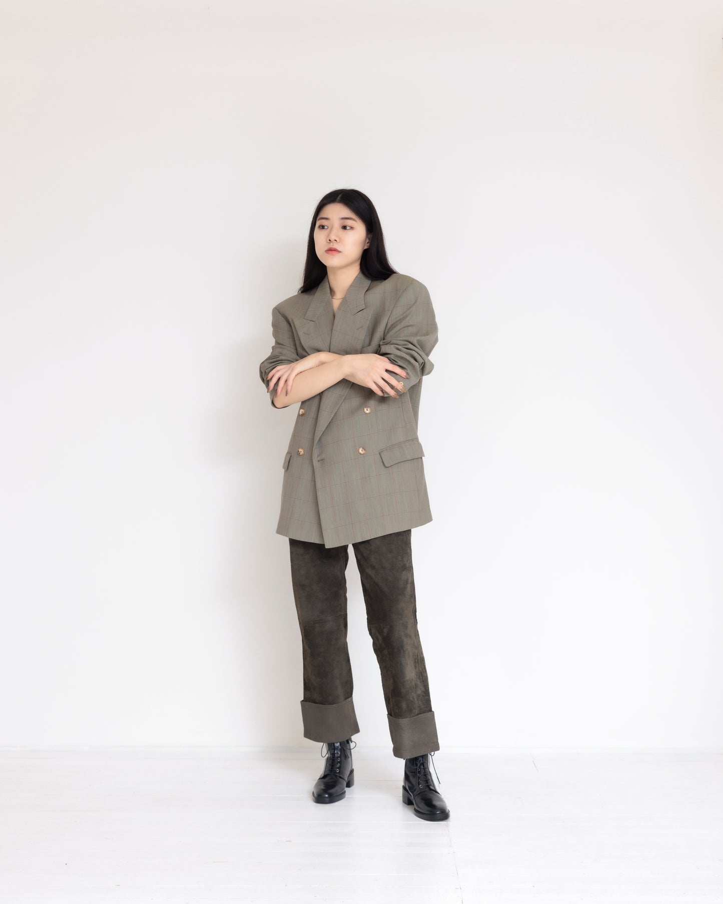 Back Skin Leather Trousers (Khaki)