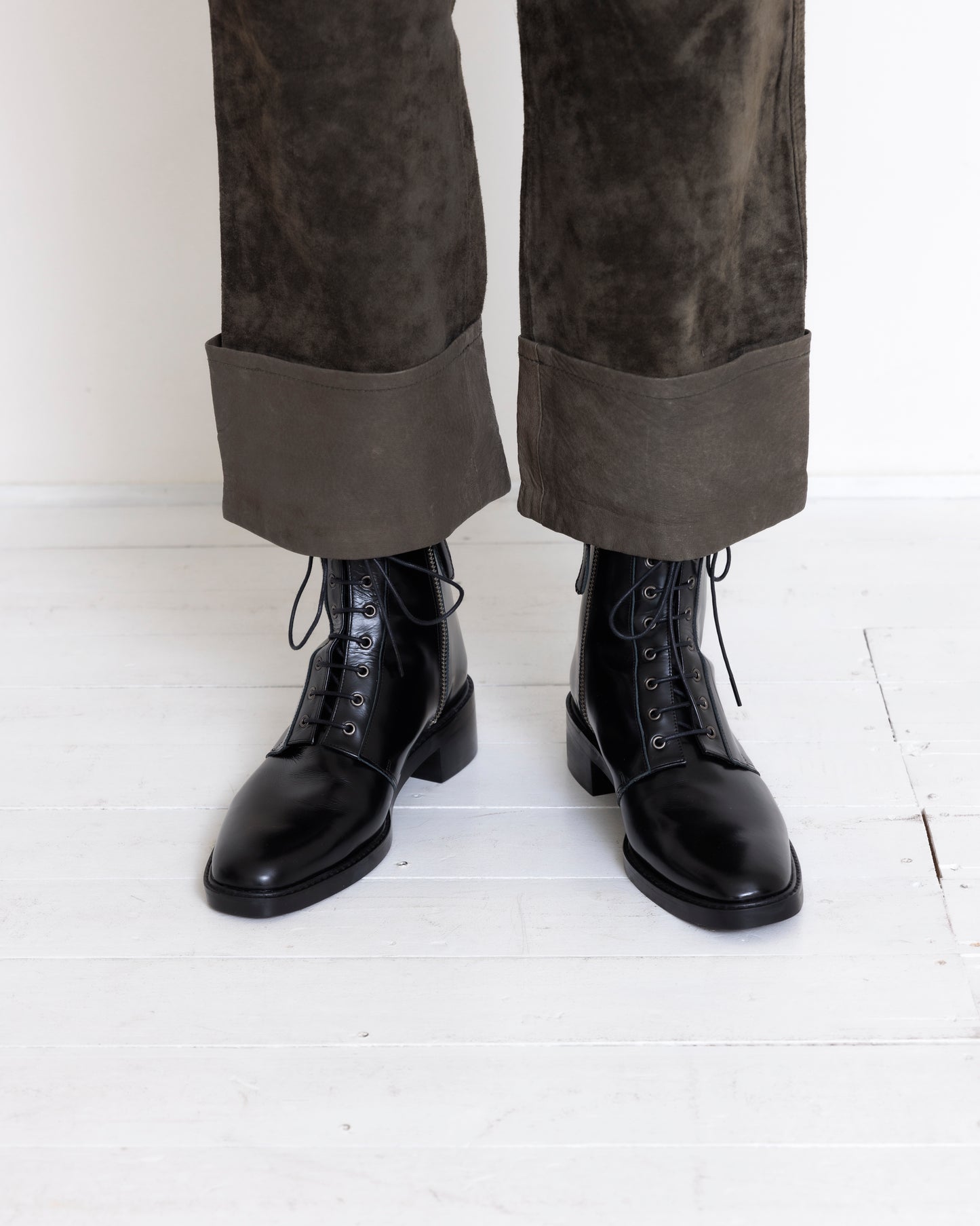 Back Skin Leather Trousers (Khaki)