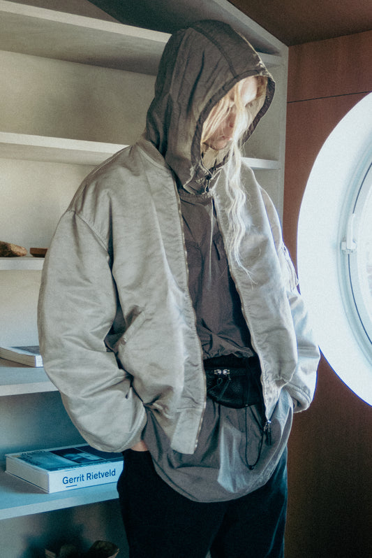 HAND-DYED BOMBER JACKET / Gray