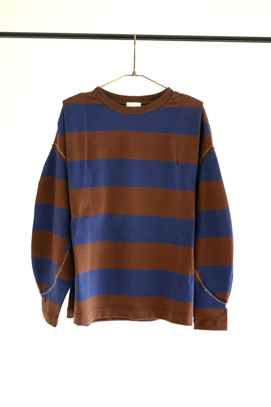 border big sleeve tee (navy x brown)
