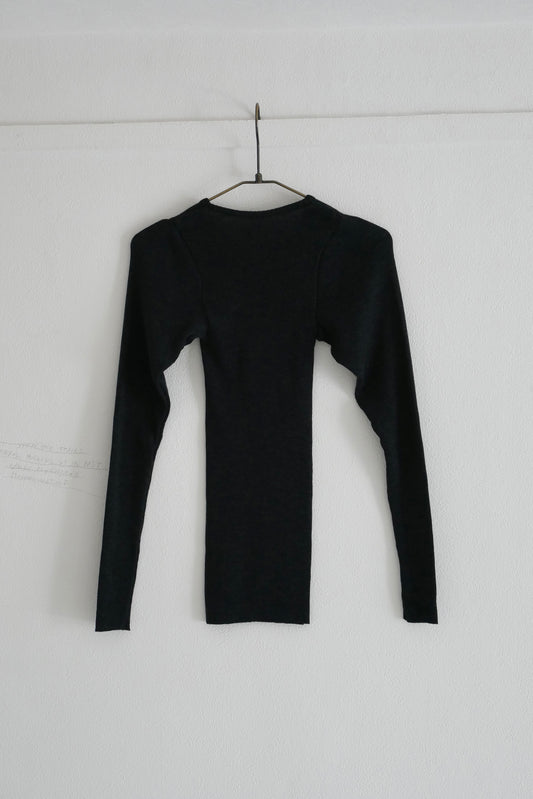 wool tereko long tee(dark gray)
