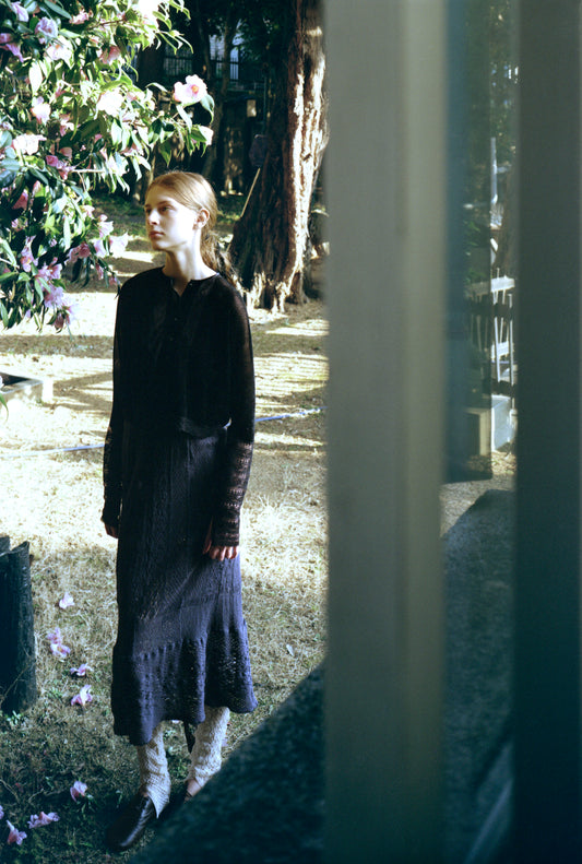 stretch lace skirt (charcoal)