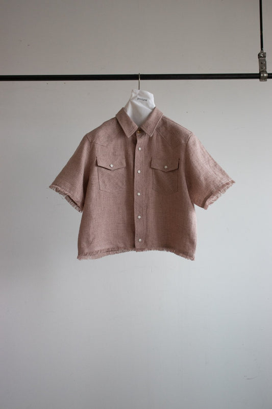 Cotton linen melange western shirt