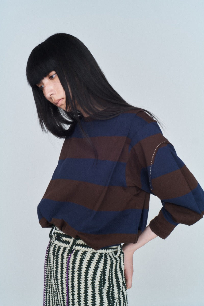 border big sleeve tee (green x gray)