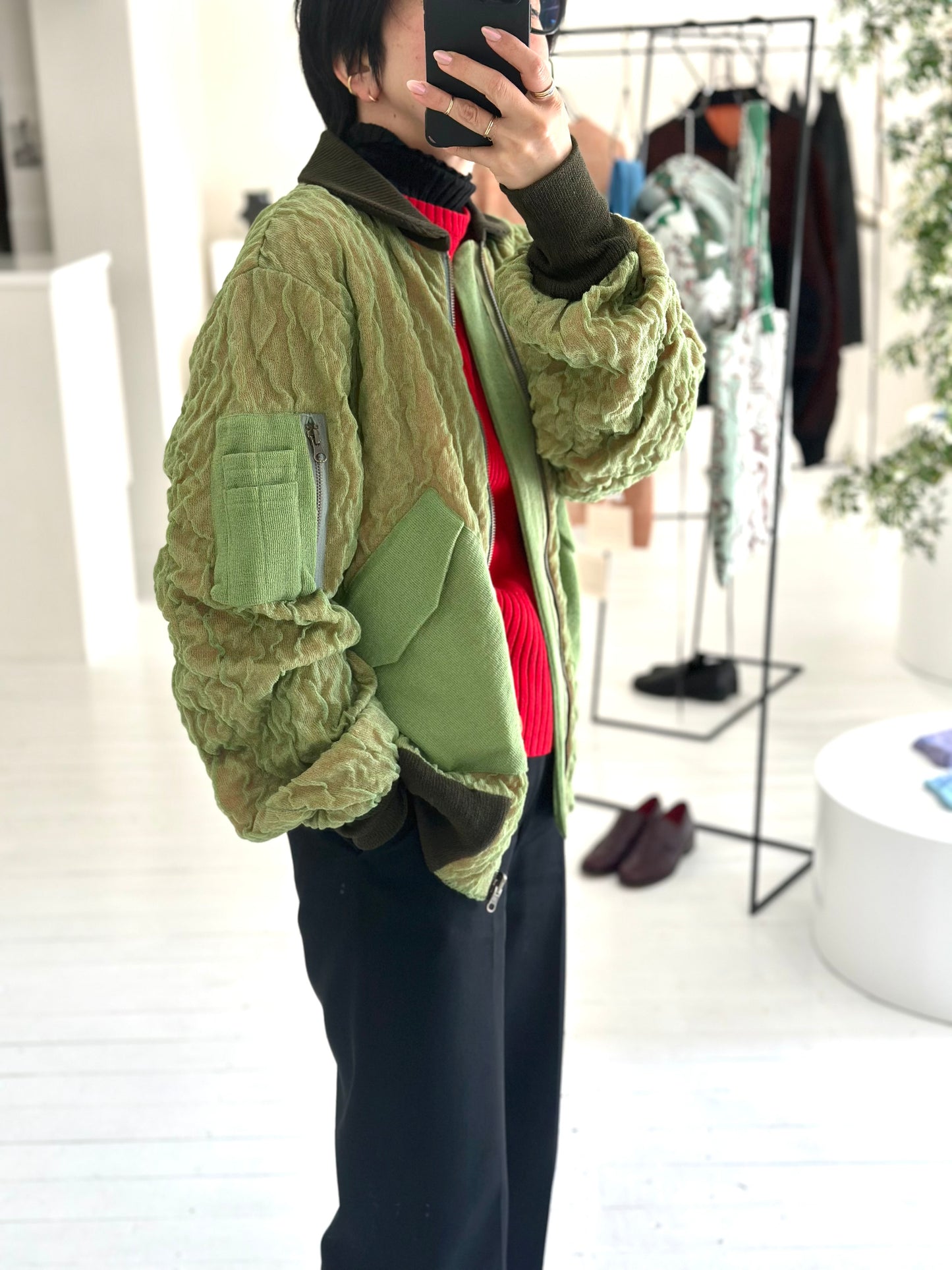 See-through Flight Jacket / Olive Green