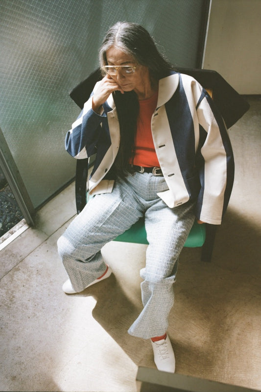 big stripe coverall (blue x white)