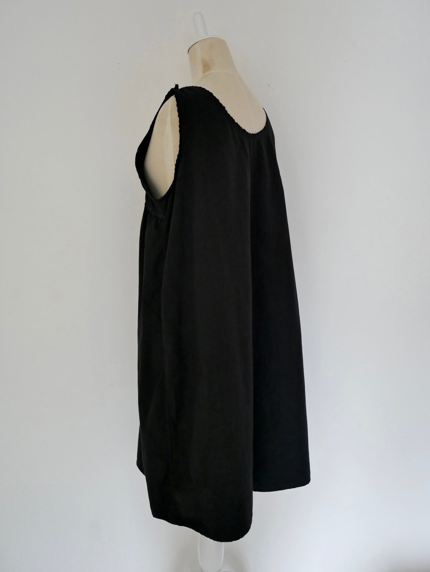 French Antique Cotton Lacy Dress #7 / Black Dyed