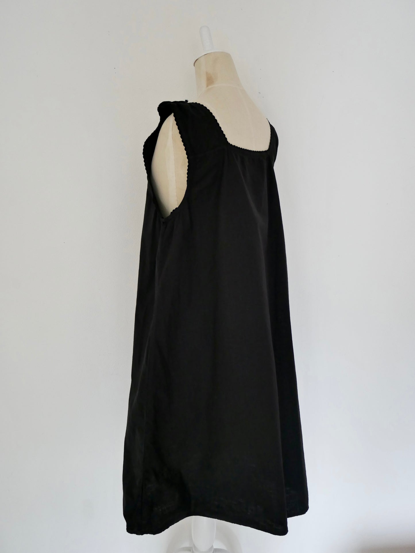 French Antique Cotton Lacy Dress #8 / Black Dyed
