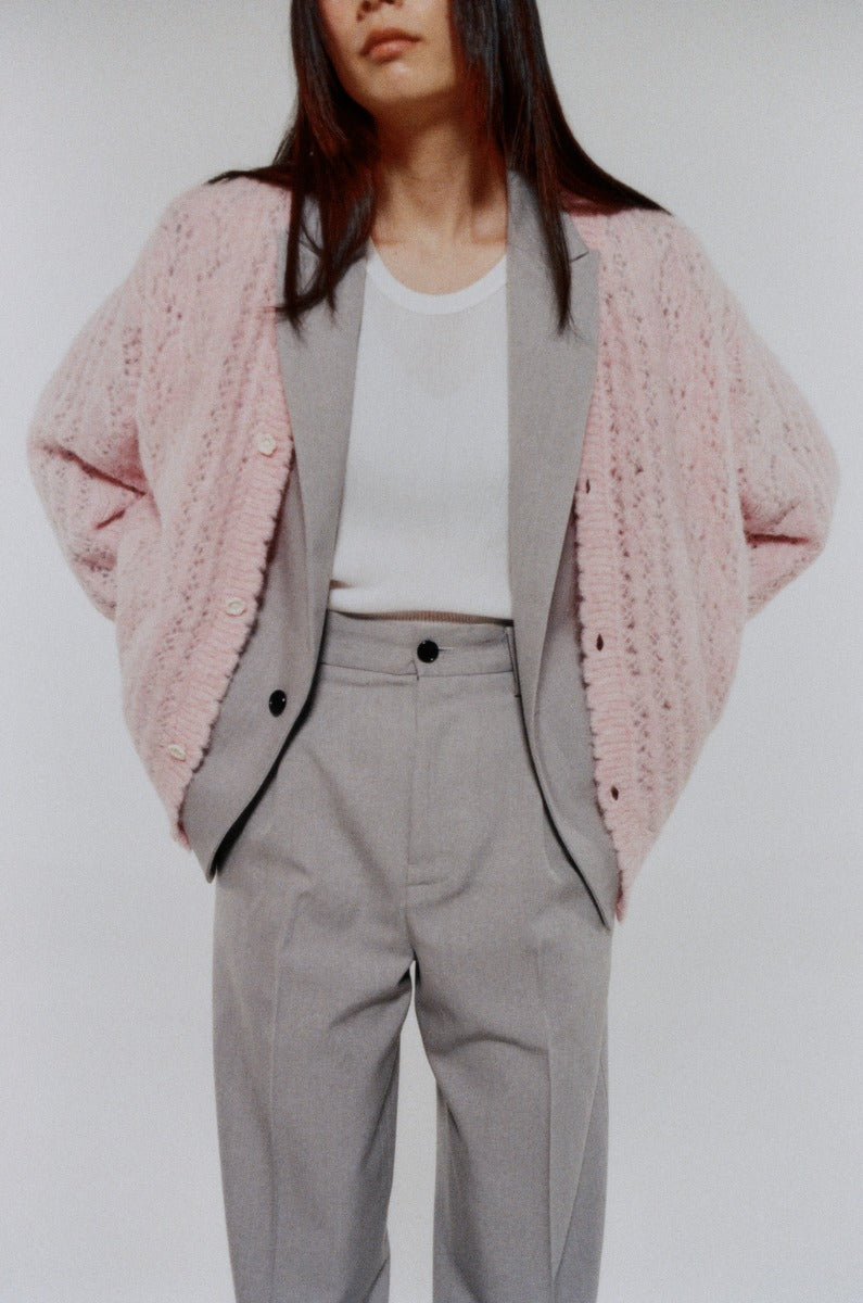 mohair sukashi knit cardigan