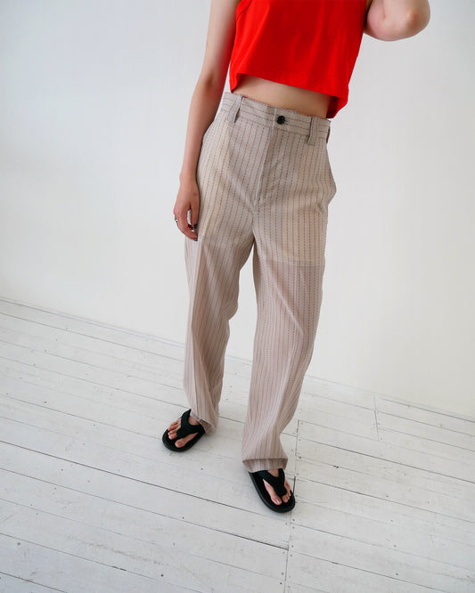 stripe voile pants (beige x red stripe)