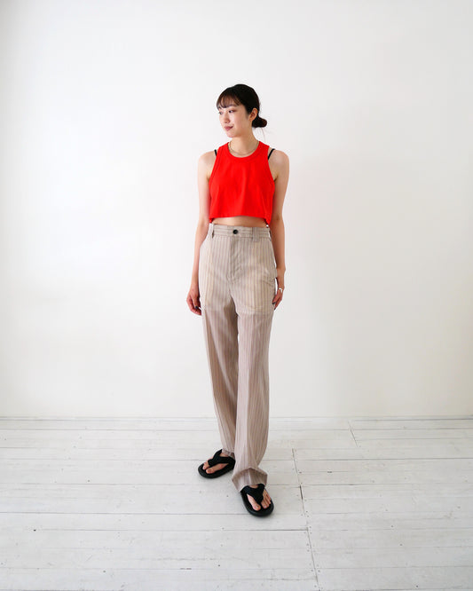 stripe voile pants (beige x red stripe)