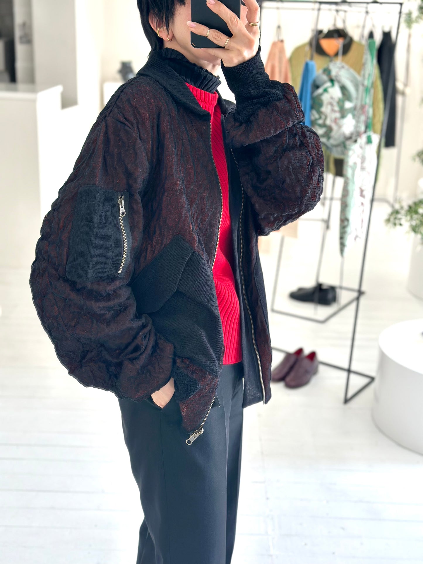 See-through Flight Jacket / Black