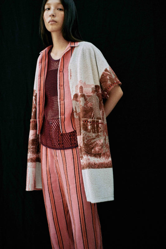 pile jacquard haori