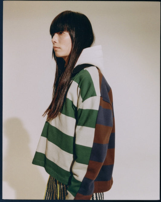 border rugger shirt (green x gray mix)