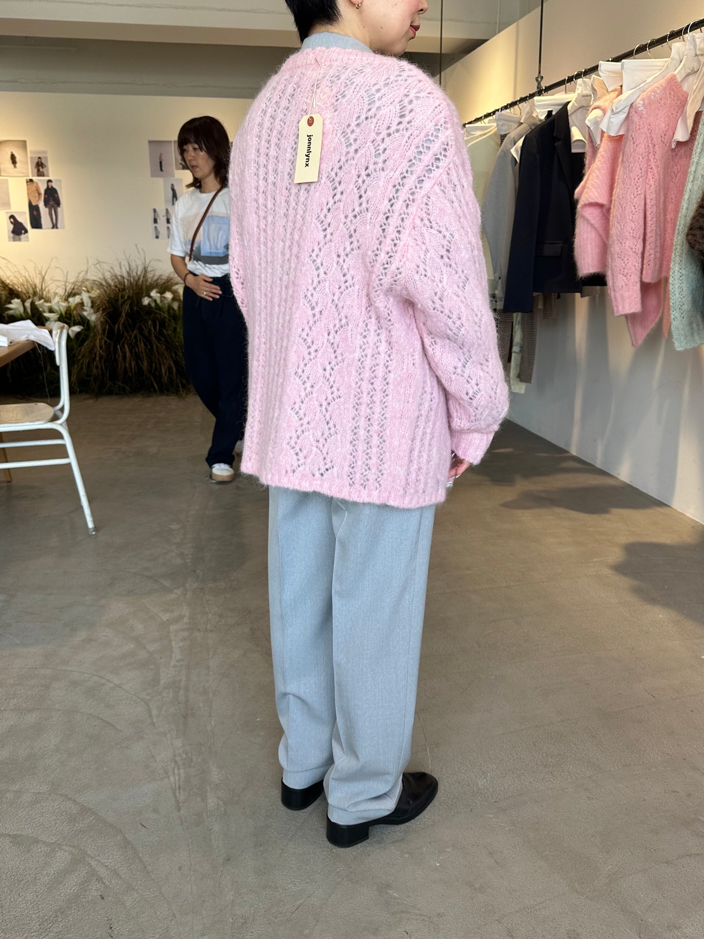 mohair sukashi knit cardigan