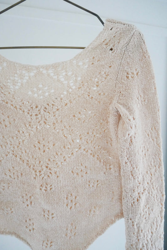 silk velvet lace bodysuit (pink beige)
