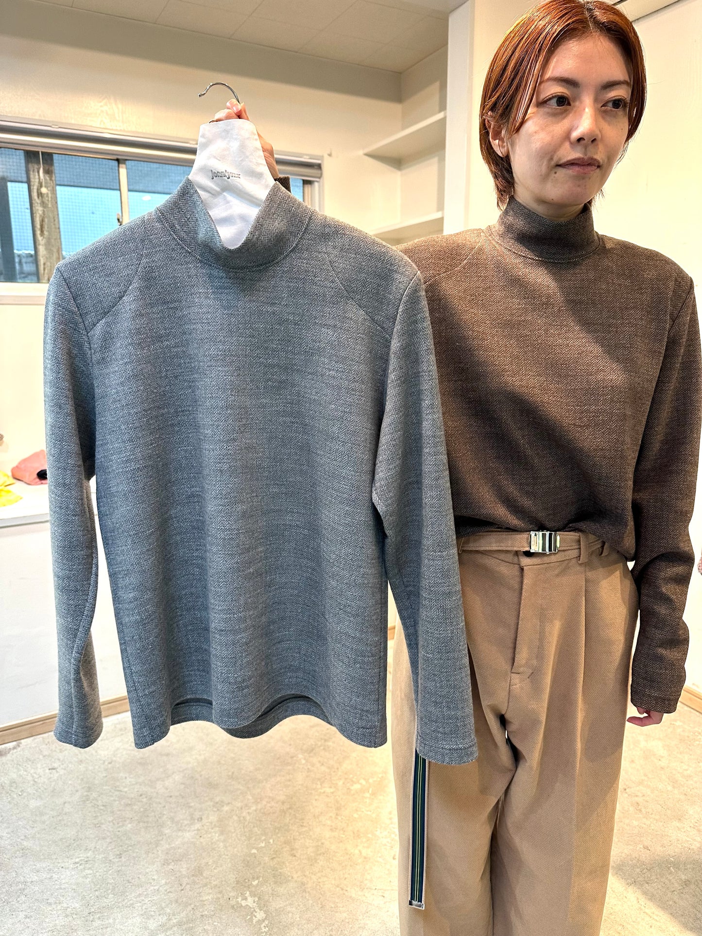 herringbone highneck pullover