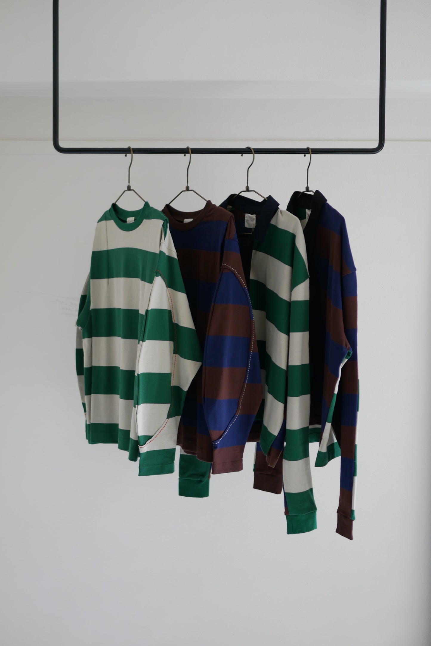 border rugger shirt (green x gray mix)