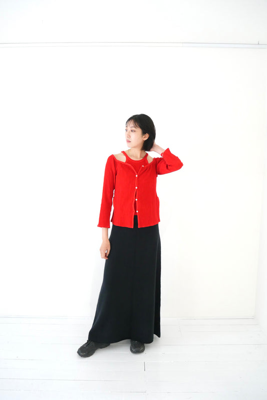 Wrinkle Cotton Square Neck Cardigan