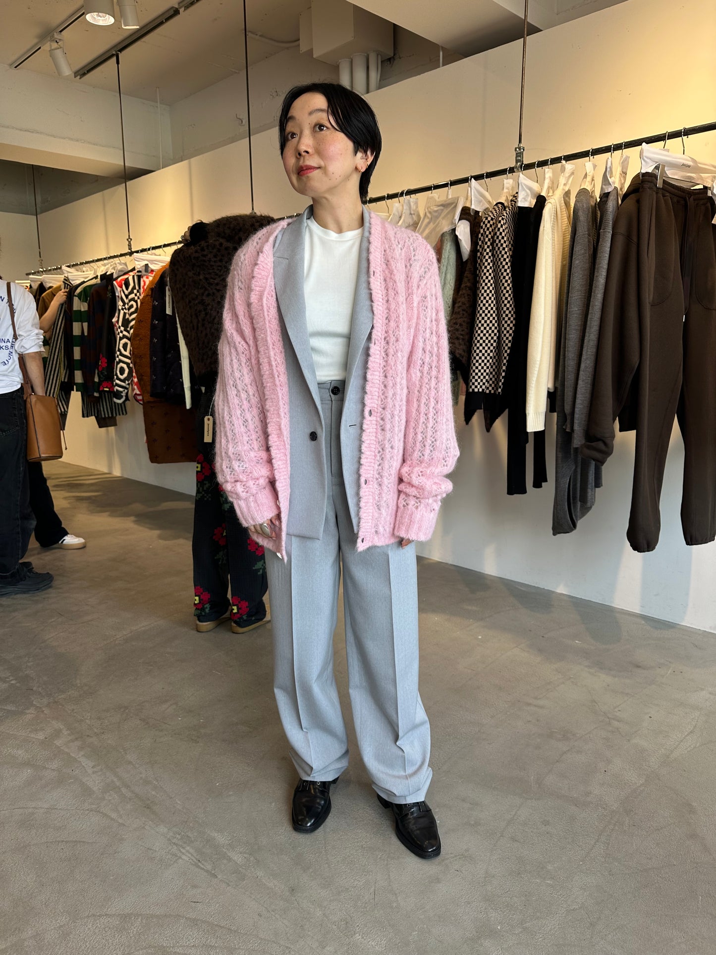mohair sukashi knit cardigan