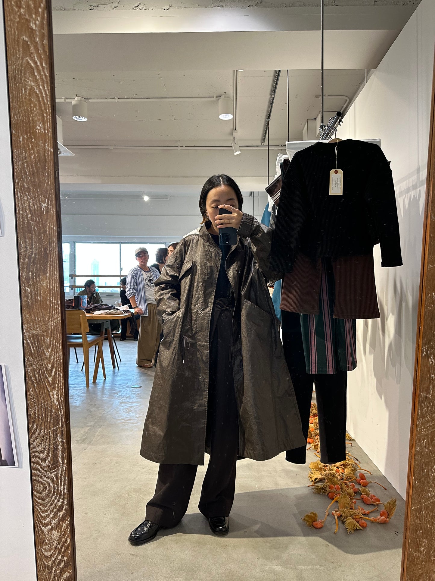 linen coating coat (brown/ beige)