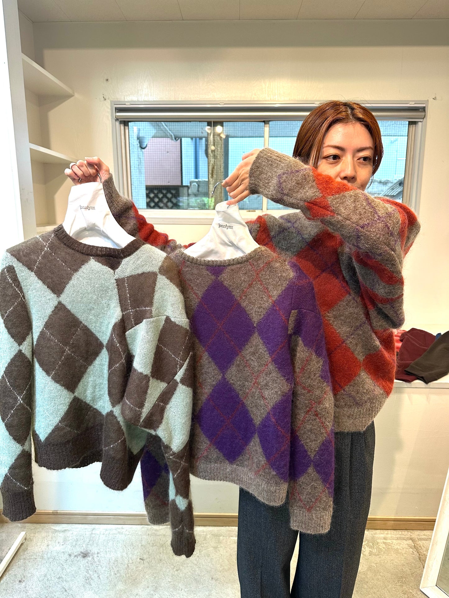 lumpy sleeve argyle pullover