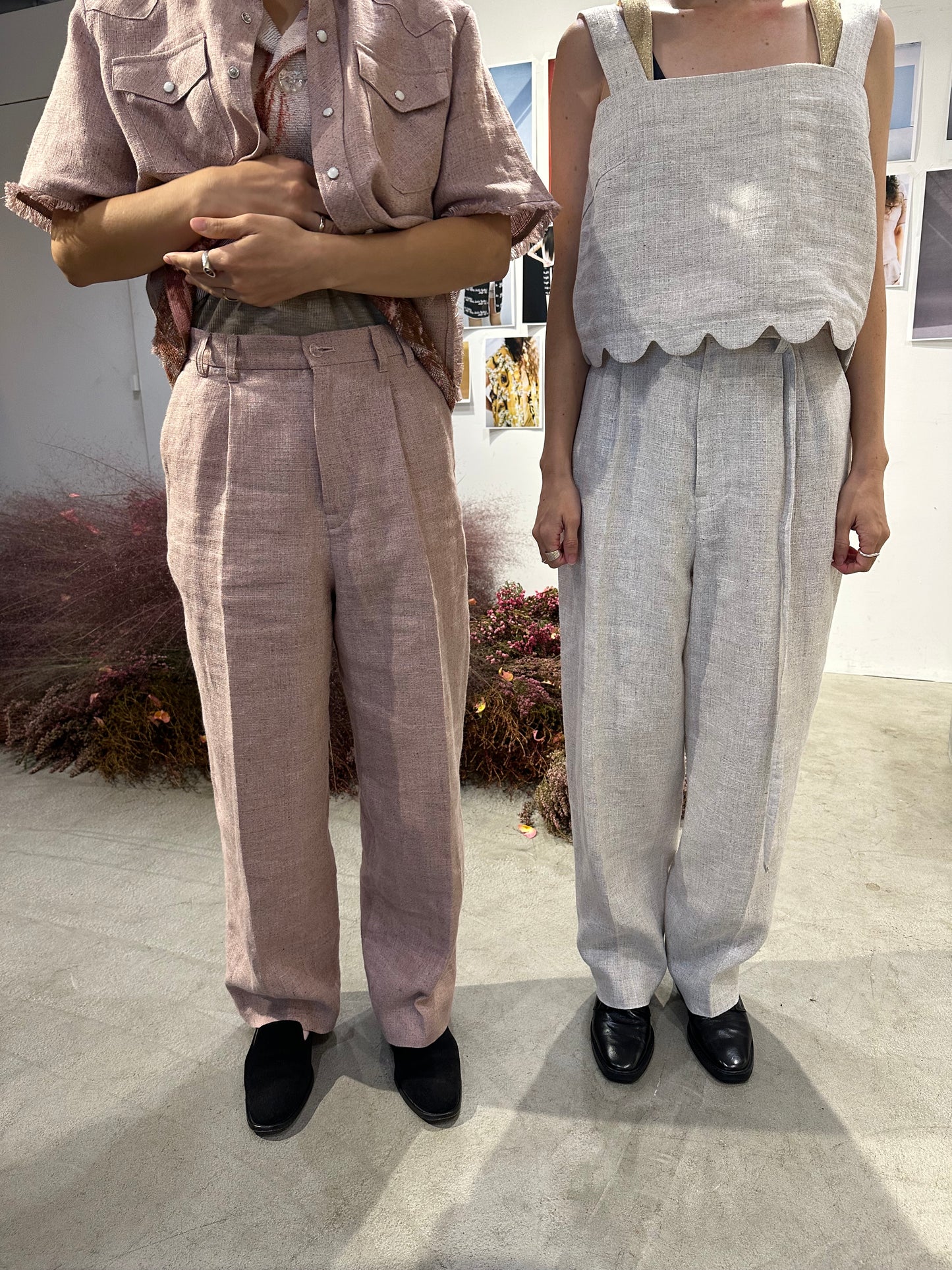 Cotton linen melange pants