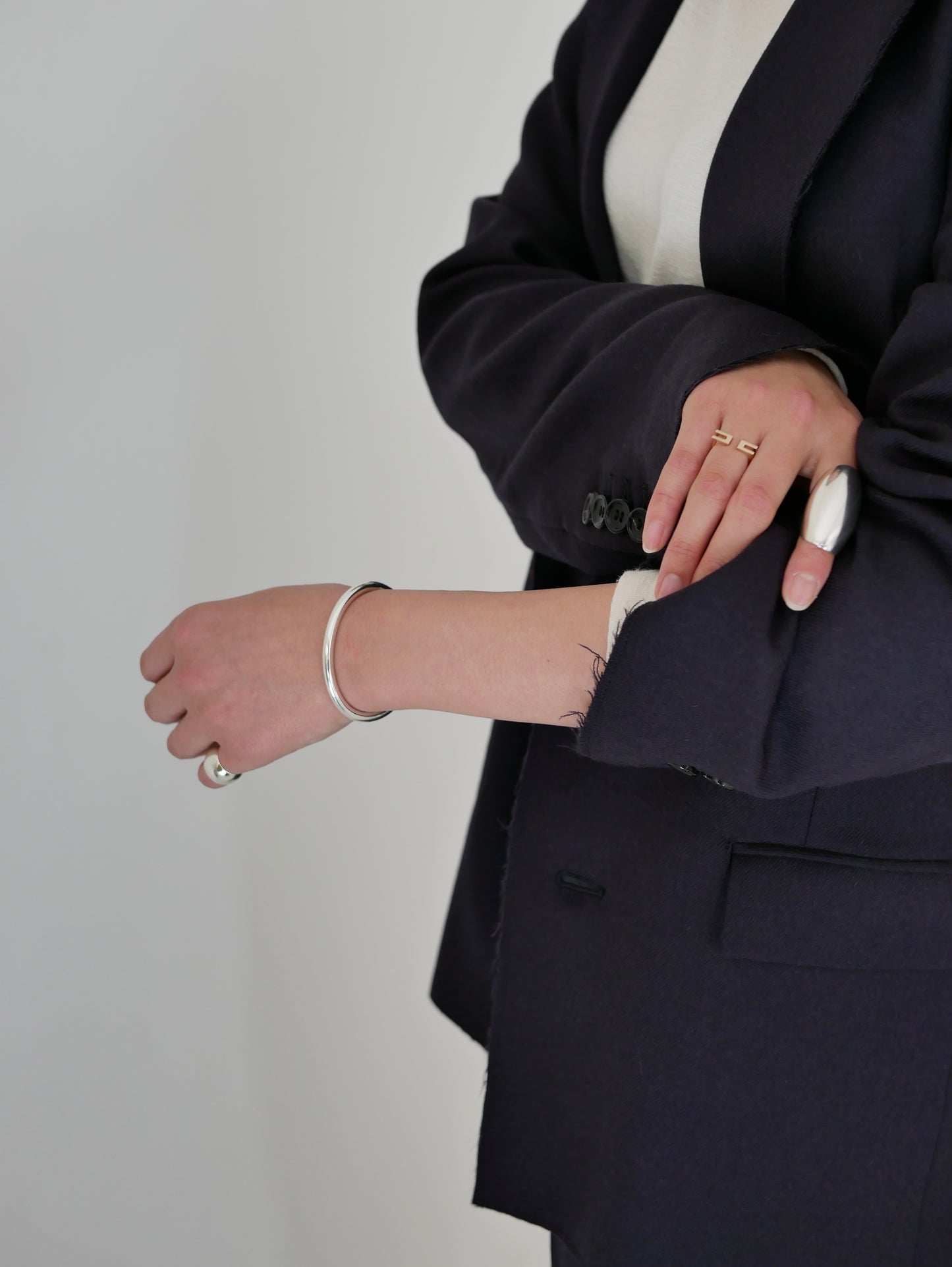 2way stretch wool jacket (navy)