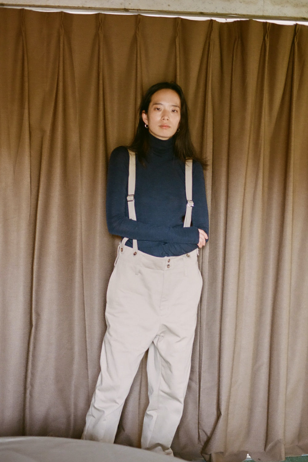 Suspenders pants (black/beige)