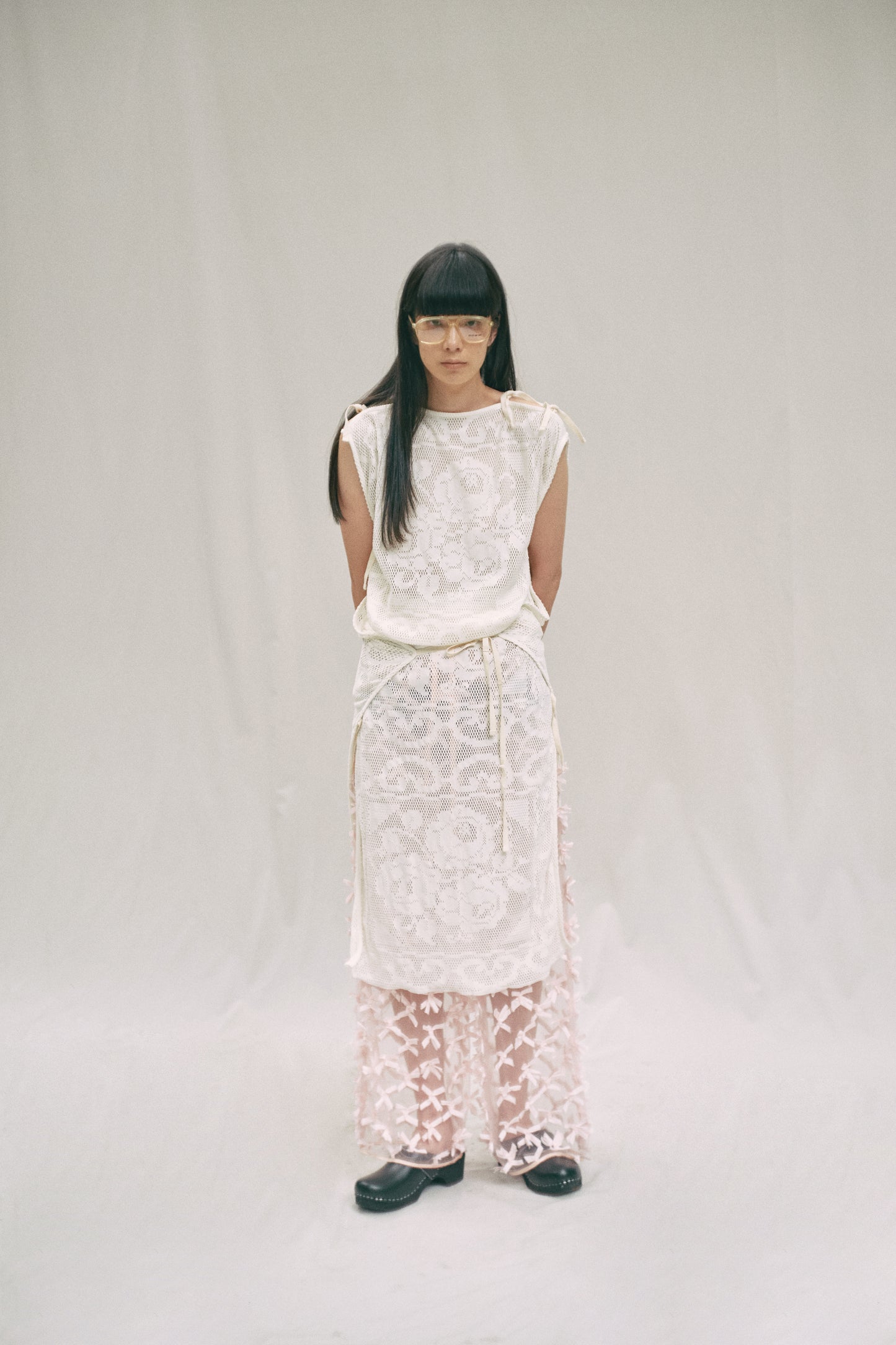 mesh flower dress (brown)