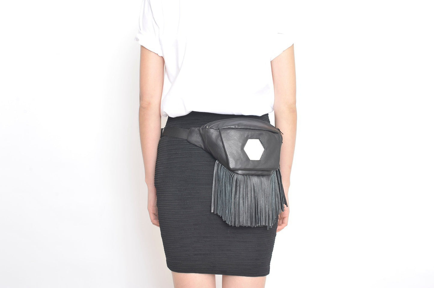 Mirror Fringe Bum Bag (Black)