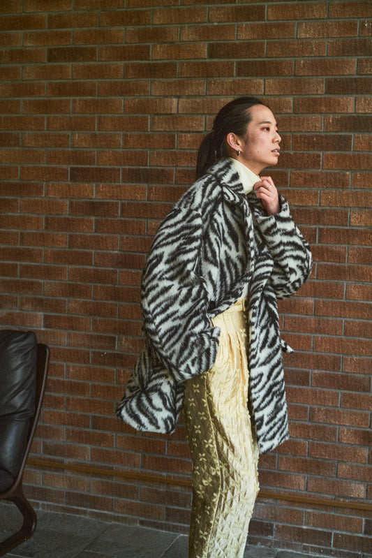 wool alpaca zebra coat