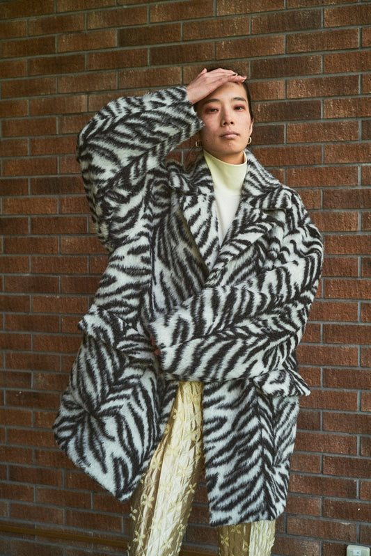 wool alpaca zebra coat