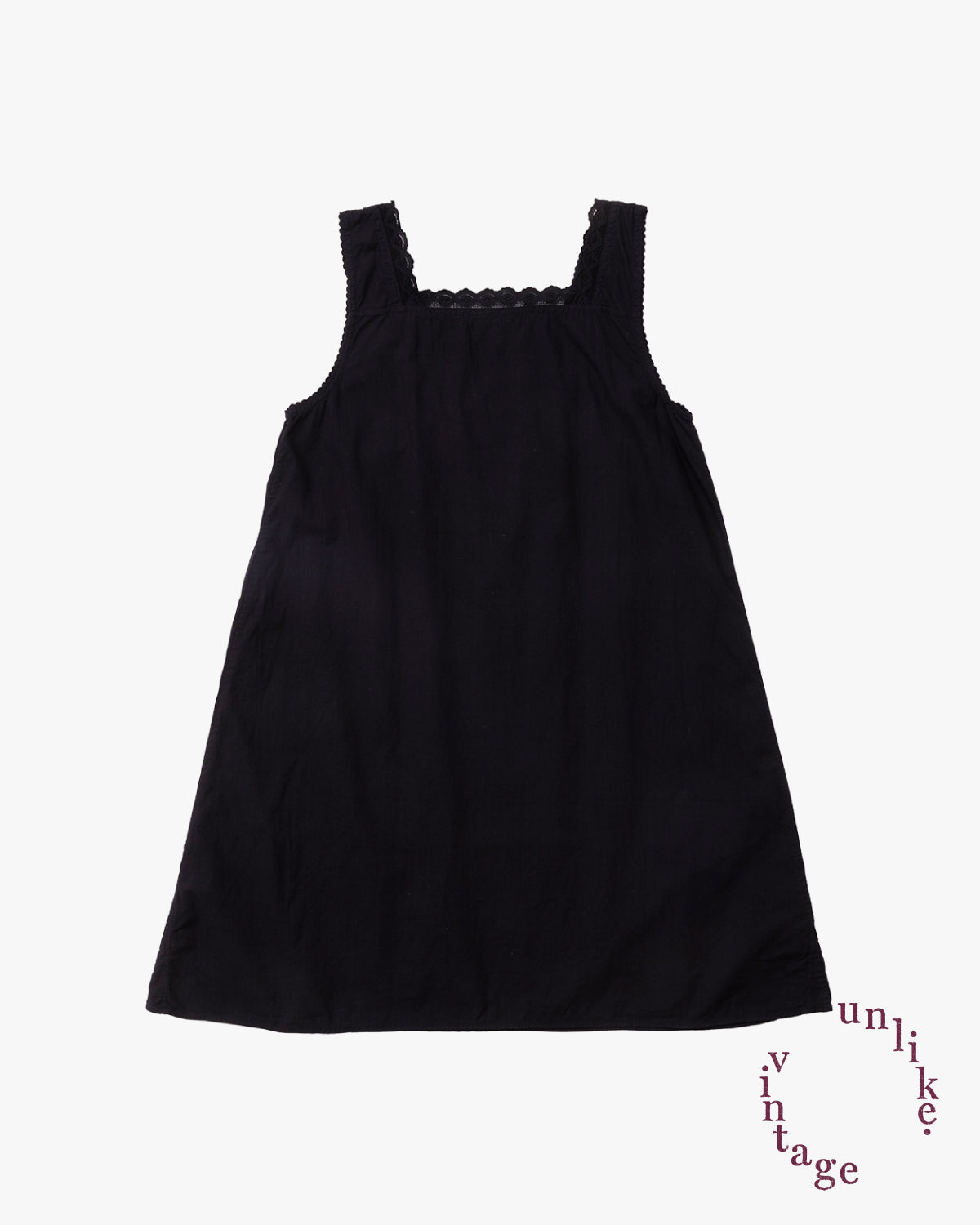 French Antique Cotton Lacy Dress #8 / Black Dyed