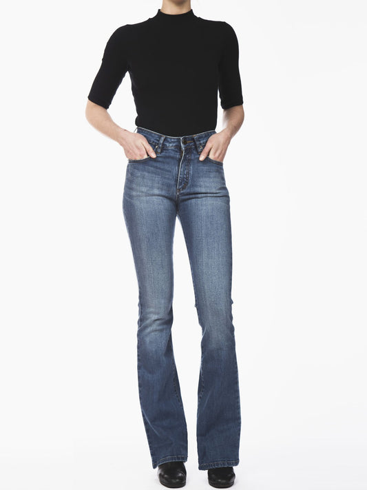 【SALE・70%OFF】"Devon" High-Waist Flare Denim / Karma Blue
