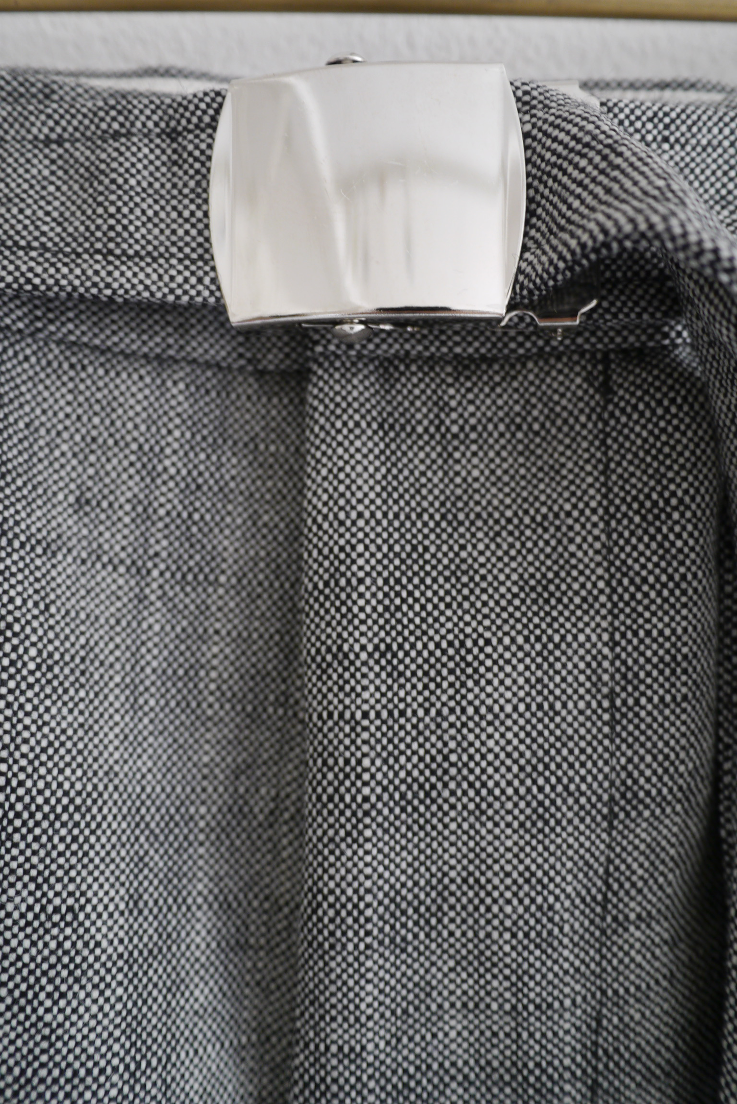 wool oxford out pocket pants / white × black