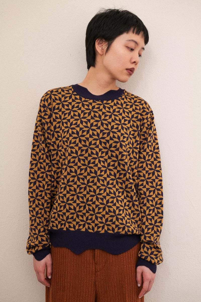 geometric pullover / geometric mustard × purple – unlike.