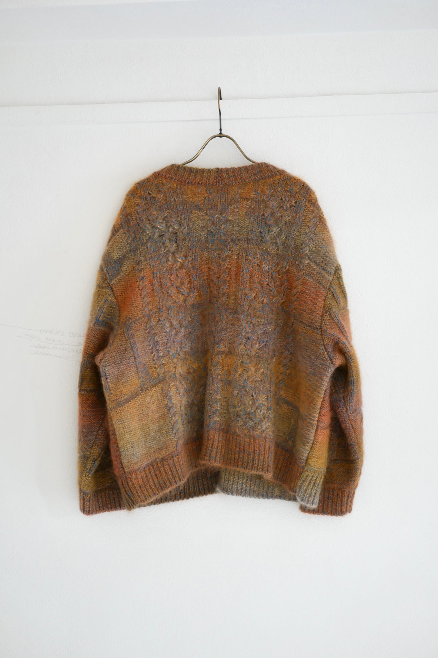 pyramid grid pettern on cable knit cardigan (brown)