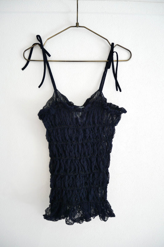 shirring lace camisole (navy)