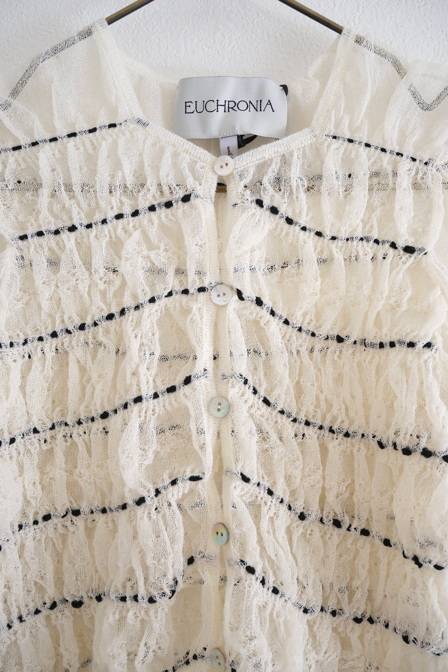 【再入荷】shirring lace cardigan (ivory)
